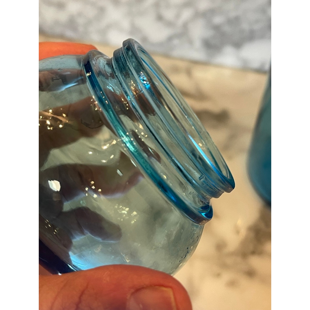 Vintage Teal Aqua Blue Belgian Glass Apothecary Jar 8.5” Made in Belgium - Picture 4 of 7